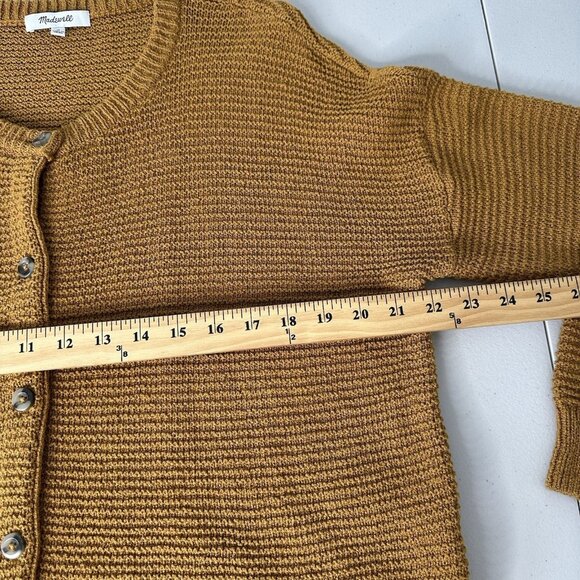 Madewell Deville Cardigan Sweater Antique Gold Medium - Picture 8 of 9